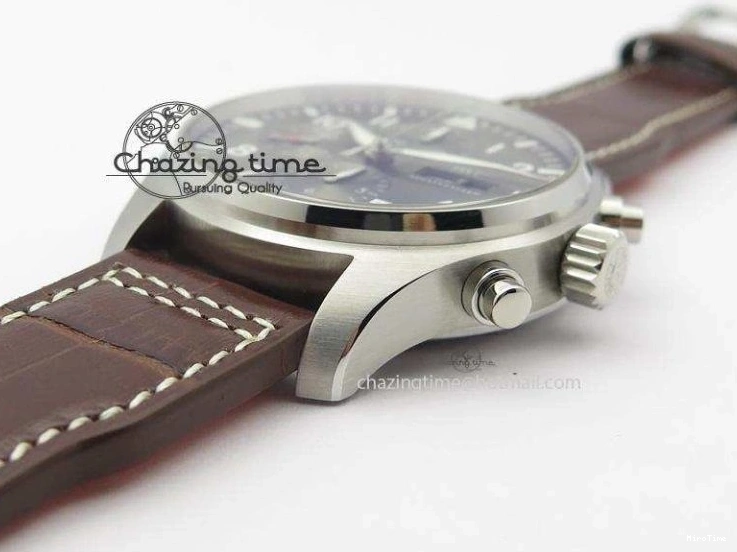 MIROTIME 0113 Youthful 2016 Pilot Chrono SS IW377719 ZF Best Edition On Brown Leather Strap A 7291